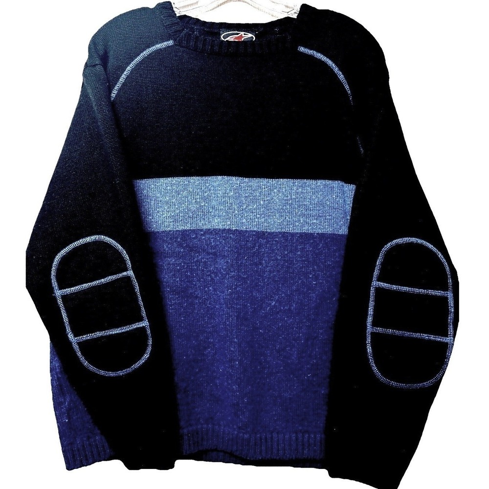 Vintage Alpinestars Racing Ahead Knit Sweater Size L Elbow Patches Y2K Motocross
